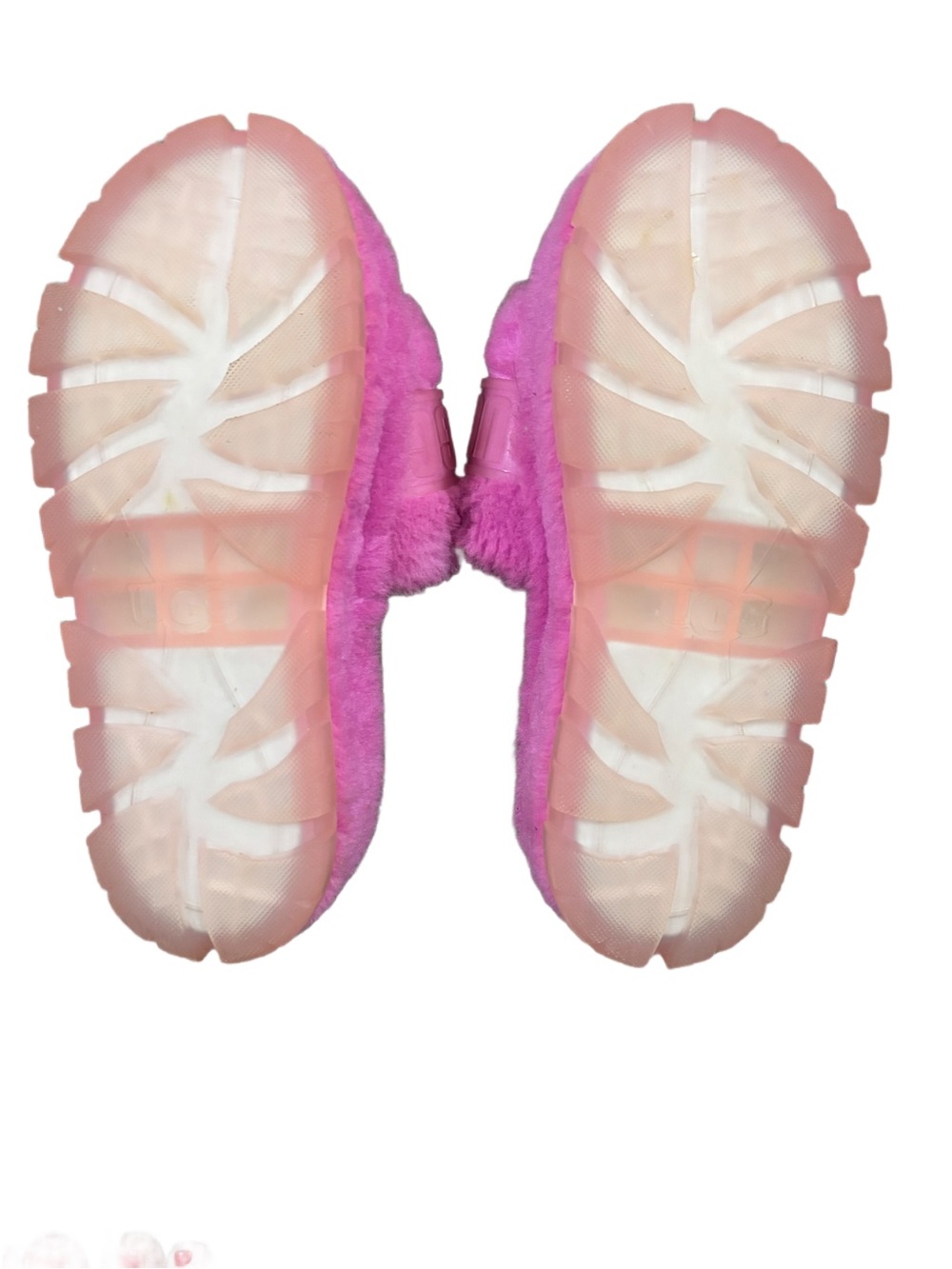 UGG Pink Fluffy Platform Slide Slippers Faux Fur Chunky Sole Women’s 8 - Picture 5 of 5
